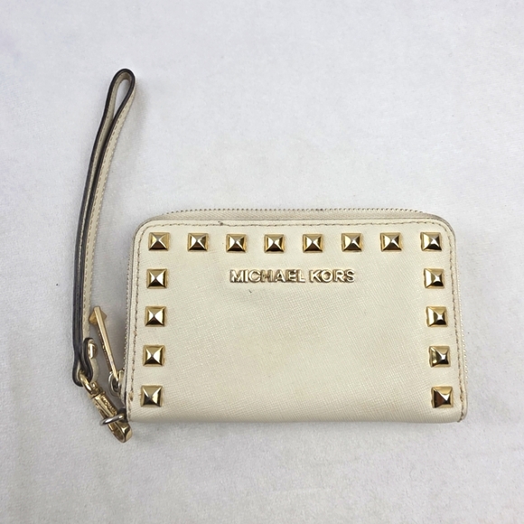 Michael Kors Cream Gold Studded Selma Clutch - Picture 1 of 4